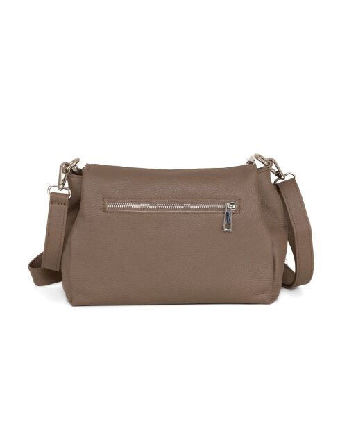Sac bandoulière en cuir Melfi taupe - 26x19x9cm
