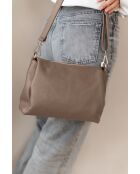 Sac bandoulière en cuir Melfi taupe - 26x19x9cm