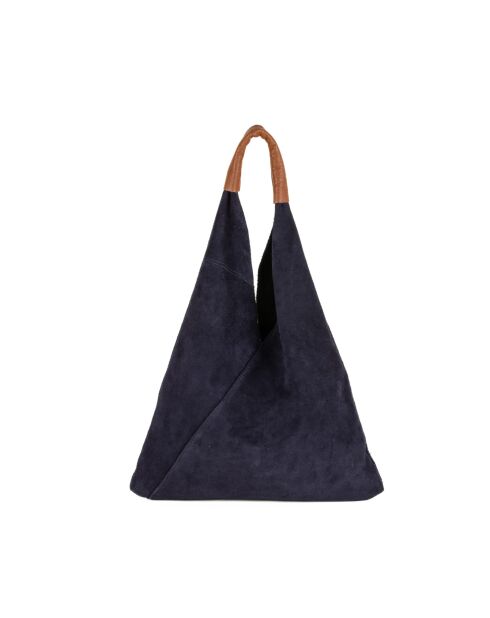 Mirtillo Tasche aus marineblauem Veloursleder - 34x39x8cm