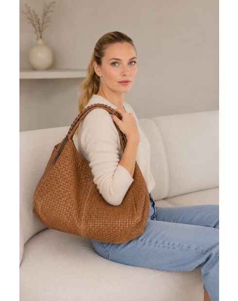 Pitigliano Tasche aus cognacfarbenem Leder - 41x34x30cm