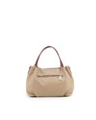 Sac en cuir Taro taupe + bordeaux - 28x25x18cm