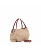 Sac en cuir Taro taupe + bordeaux - 28x25x18cm