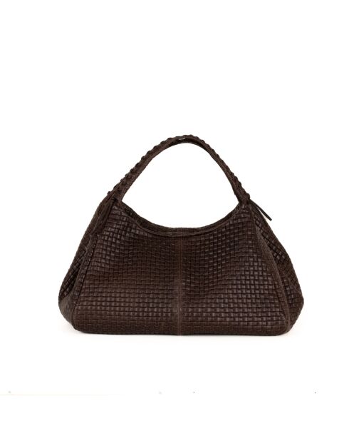 Sac en cuir Pitigliano brun foncé - 41x34x30cm