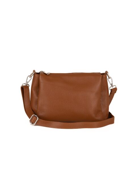 Sac bandoulière en cuir Melfi Cognac - 26x19x9cm