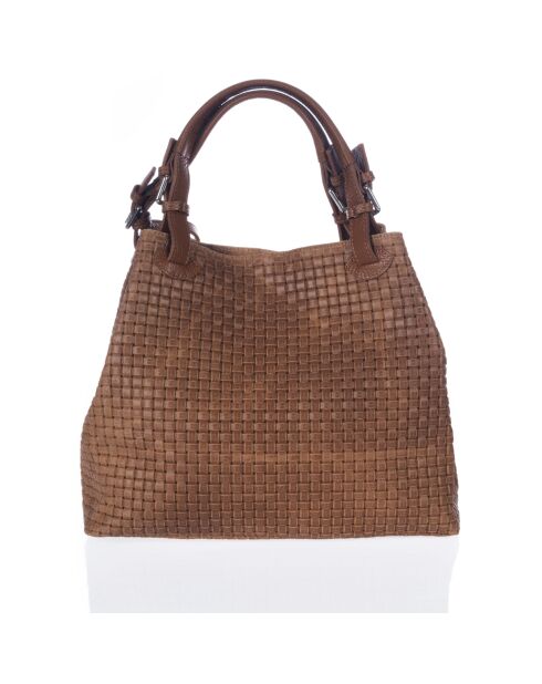 Sac en cuir Fosdinovo cognac hiver - 37x45x15cm