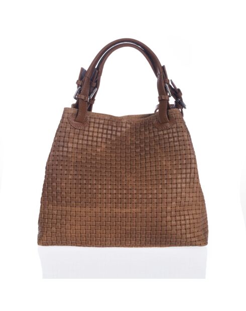 Sac en cuir Fosdinovo cognac hiver - 37x45x15cm