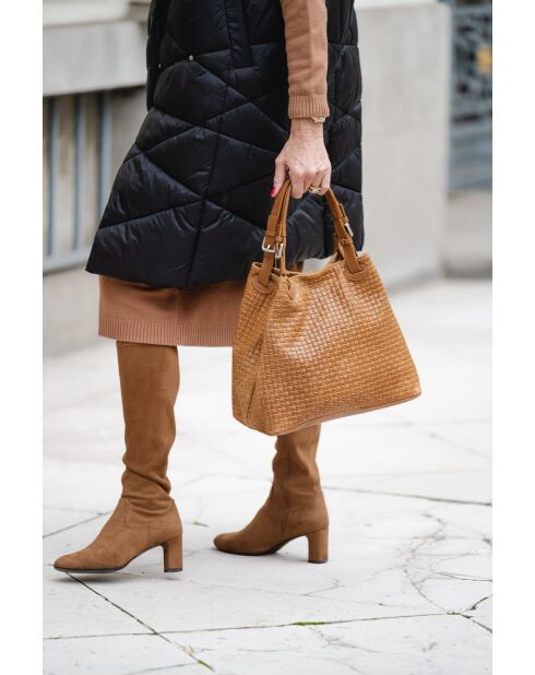 Sac en cuir Fosdinovo cognac hiver - 37x45x15cm