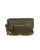 Burano olijfkleurige leren schoudertas - 30x19x2cm