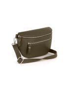 Burano olijfkleurige leren schoudertas - 30x19x2cm