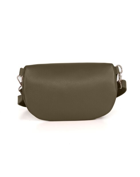 Burano olijfkleurige leren schoudertas - 30x19x2cm