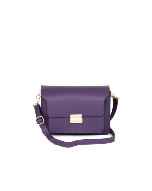 Violette Schultertasche aus Carbonara-Leder - 23x17x10cm