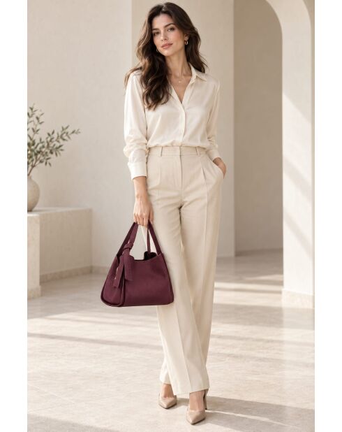 Sac en cuir Ortiano bordeaux - 24x18x14cm