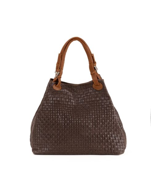 Sac en cuir Fosdinovo marron foncé - 37x45x15cm