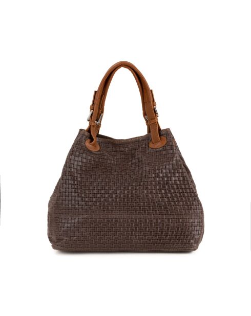 Sac en cuir Fosdinovo marron foncé - 37x45x15cm