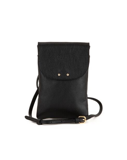 Sac bandoulière en cuir Orvieto noir - 14x21x1cm