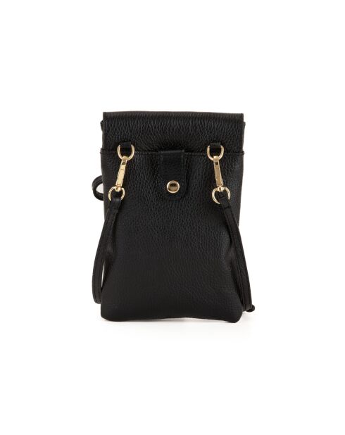 Sac bandoulière en cuir Orvieto noir - 14x21x1cm
