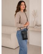 Sac bandoulière en cuir Orvieto noir - 14x21x1cm