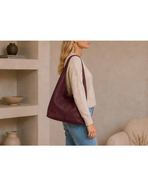 Sac en cuir Tarquinia Bordeaux - 32x32x16cm