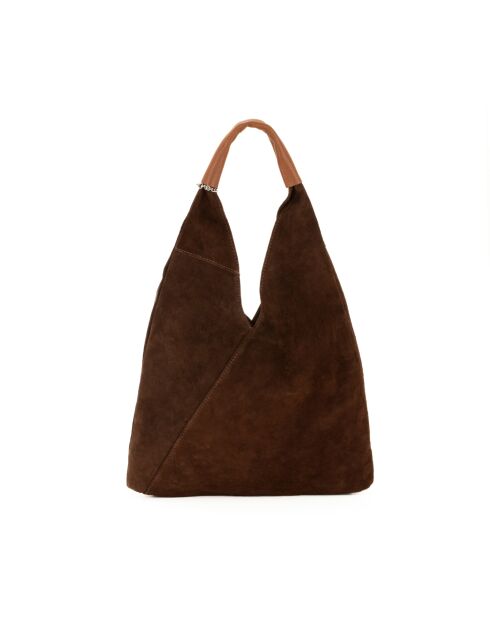 Mirtillo dunkelbraune Tasche aus Veloursleder - 34x39x8cm