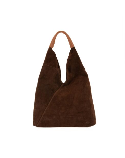 Mirtillo dunkelbraune Tasche aus Veloursleder - 34x39x8cm