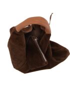 Mirtillo dunkelbraune Tasche aus Veloursleder - 34x39x8cm