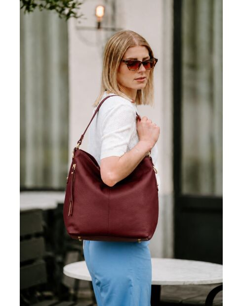 Sac en cuir Carrara rubino - 36x28x12cm