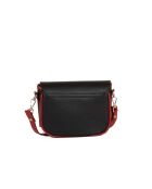 Zwart-rode leren schoudertas van Neva - 20x16x6cm