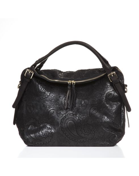 Sac cabas en cuir Cortona noir - 40x36x16cm