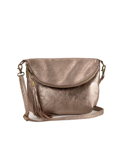 Bolso bandolera de piel Cetona gris antracita - 24x18x4 cm