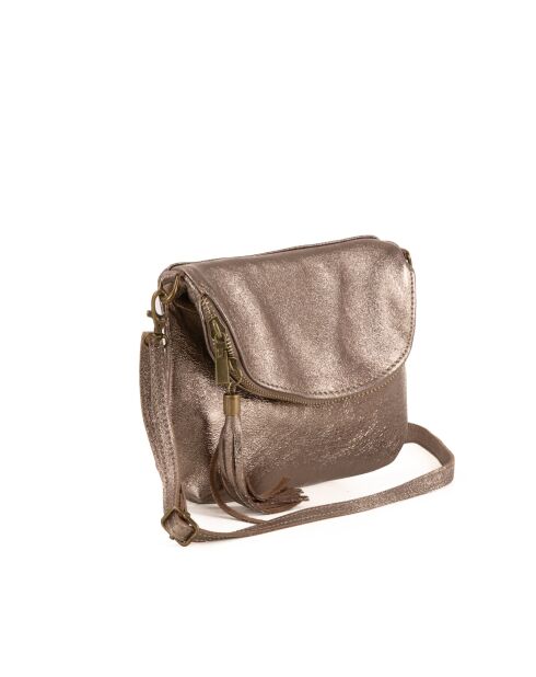 Bolso bandolera de piel Cetona gris antracita - 24x18x4 cm