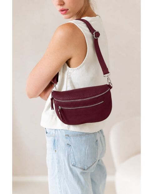Burgunderrote Schultertasche aus Burano-Leder - 30x19x2cm