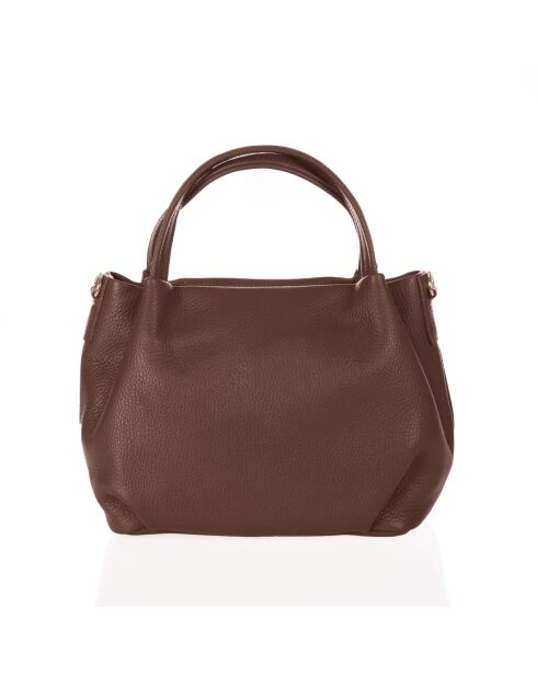 Dunkelbraune Taro Ledertasche - 28x25x18cm