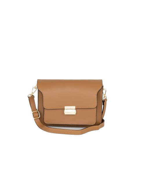 Sac bandoulière en cuir Carbonara cognac - 23x17x10cm