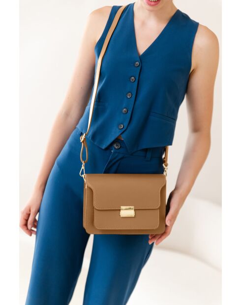 Sac bandoulière en cuir Carbonara cognac - 23x17x10cm