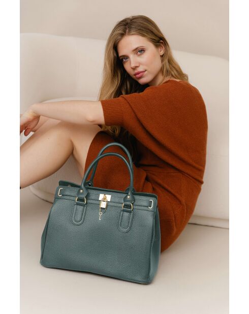 Sac en cuir Nure vert - 36x28x18cm