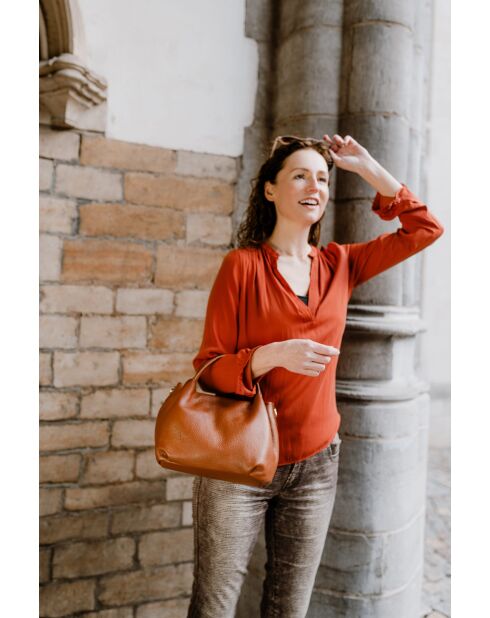 Sac en cuir Taro cognac - 28x25x18cm