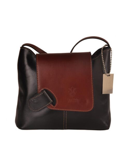 Schwarze und braune lange Schultertasche -23x27x10cm