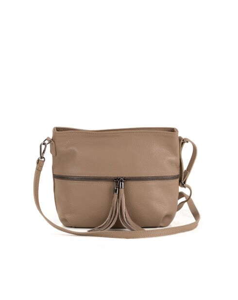 Sac bandoulière en cuir Montepulciano taupe - 36x23x10cm