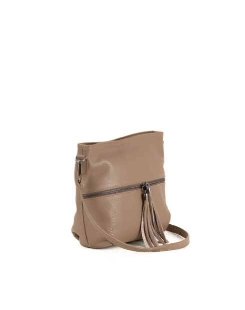 Sac bandoulière en cuir Montepulciano taupe - 36x23x10cm