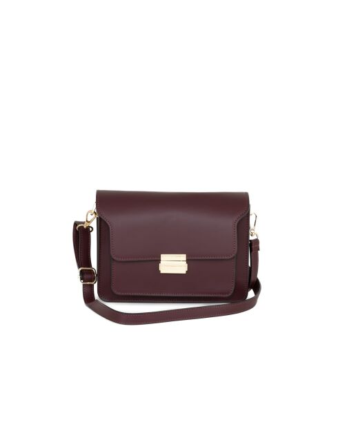 Sac bandoulière en cuir Carbonara vin - 23x17x10cm