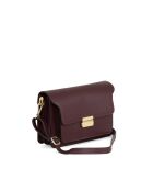 Sac bandoulière en cuir Carbonara vin - 23x17x10cm