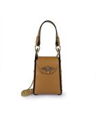 Petit sac bandoulière en cuir Rododendro  cognac - 12x17x6cm