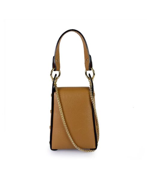 Petit sac bandoulière en cuir Rododendro  cognac - 12x17x6cm