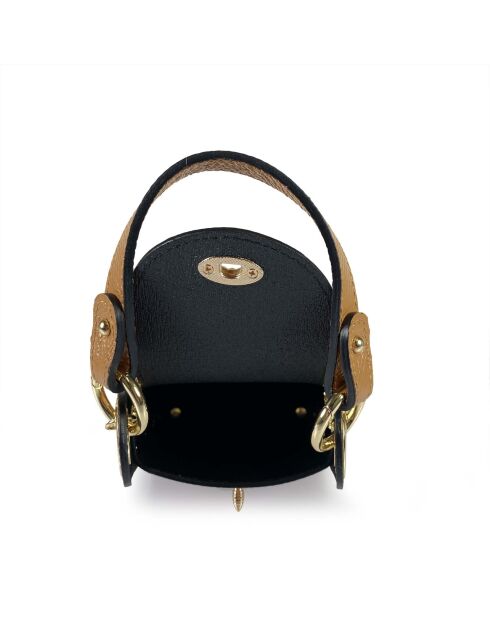 Petit sac bandoulière en cuir Rododendro  cognac - 12x17x6cm