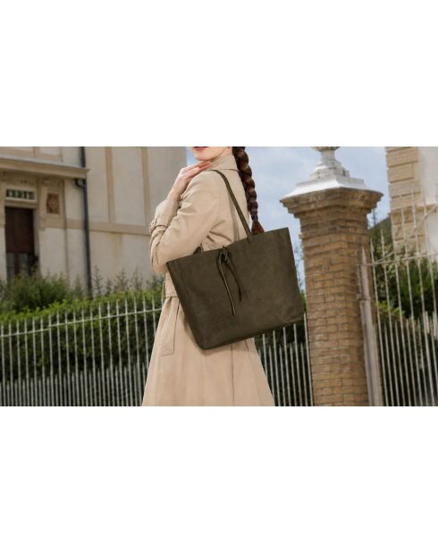 Sac en cuir Spoleto olive - 34x28x14cm