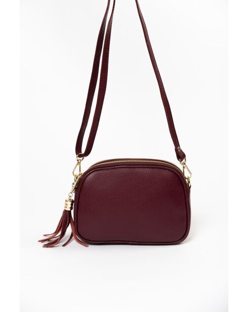 Borsa a tracolla in pelle Flumendosa bordeaux - 23x17x7cm