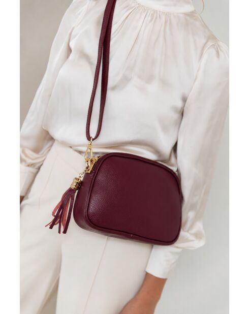 Borsa a tracolla in pelle Flumendosa bordeaux - 23x17x7cm