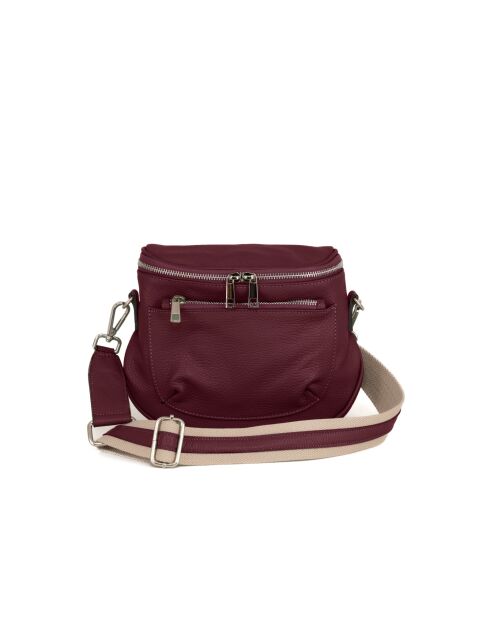Sac bandoulière en cuir Favara bourgogne - 24x19x7cm