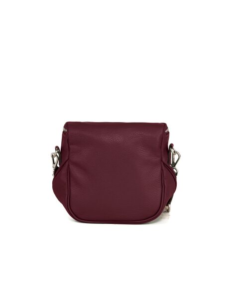Sac bandoulière en cuir Favara bourgogne - 24x19x7cm