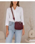 Sac bandoulière en cuir Favara bourgogne - 24x19x7cm